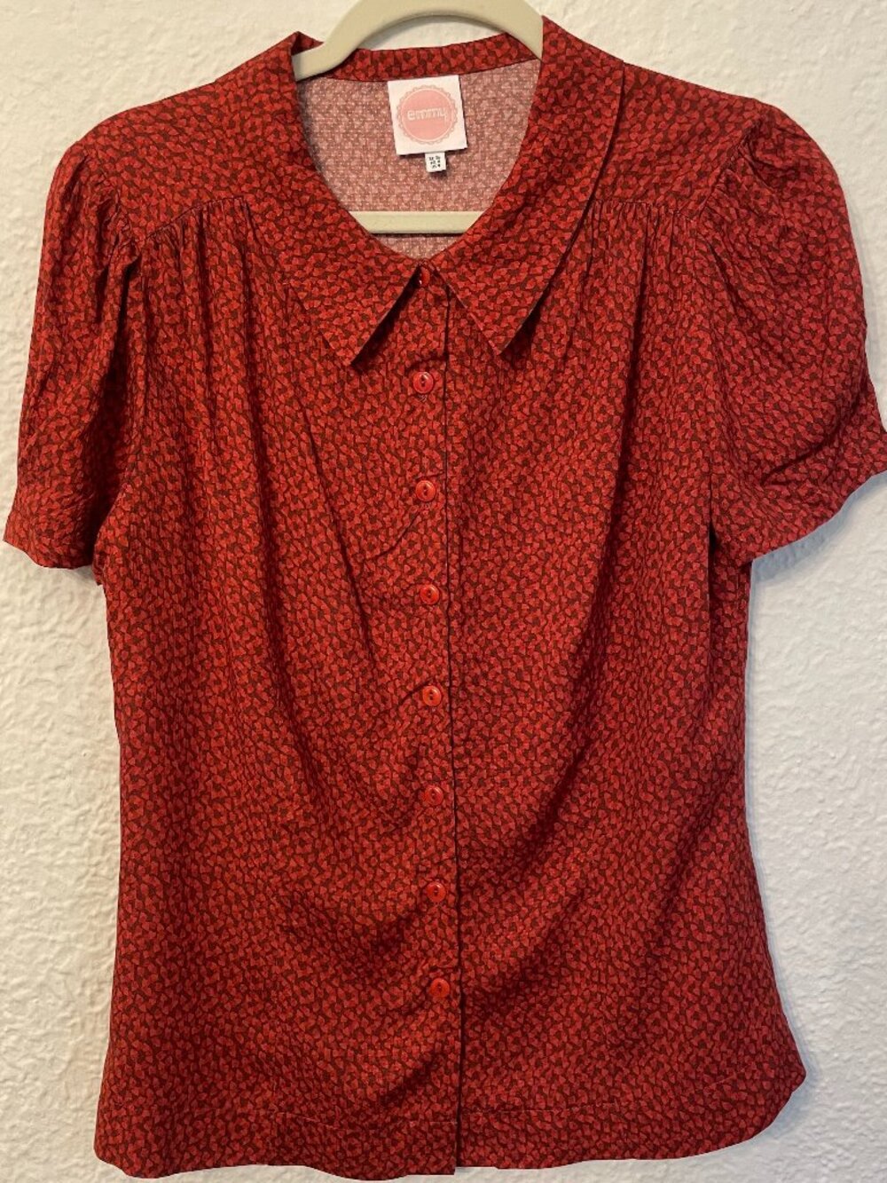 Emmy Design Sweden That Same Old Favorite Blouse Red Print 1930s Retro Academia